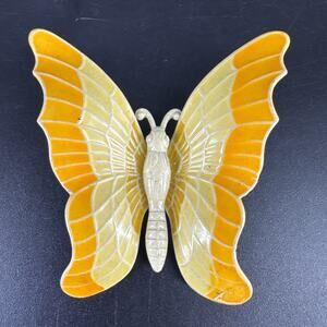Vtg West German Enamel Butterfly Brooch Pin Yellow Orange Retro Antique Germany